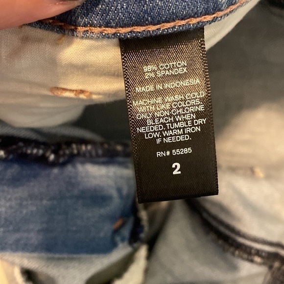 Express Dark & Light Color Contrast Denim Mini Skirt - Picture 6 of 11